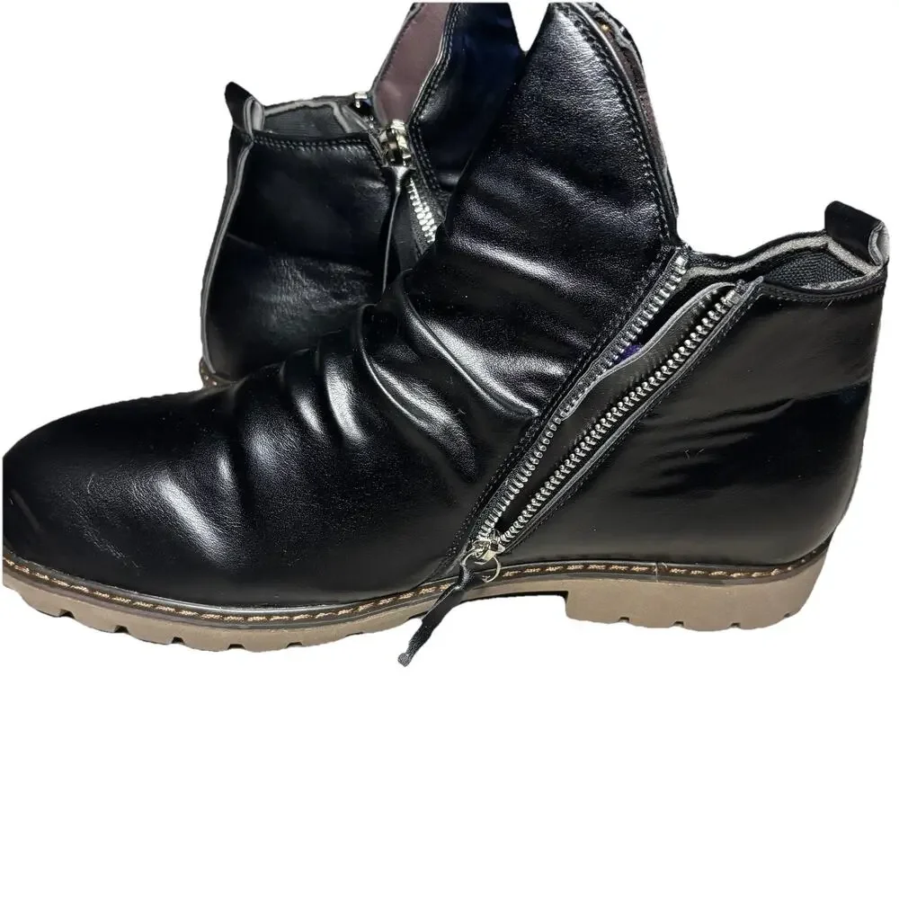 Tanner’s Black Leather Ankle Boots Side Zip Men’s Size 14 / EU 48 New Condition